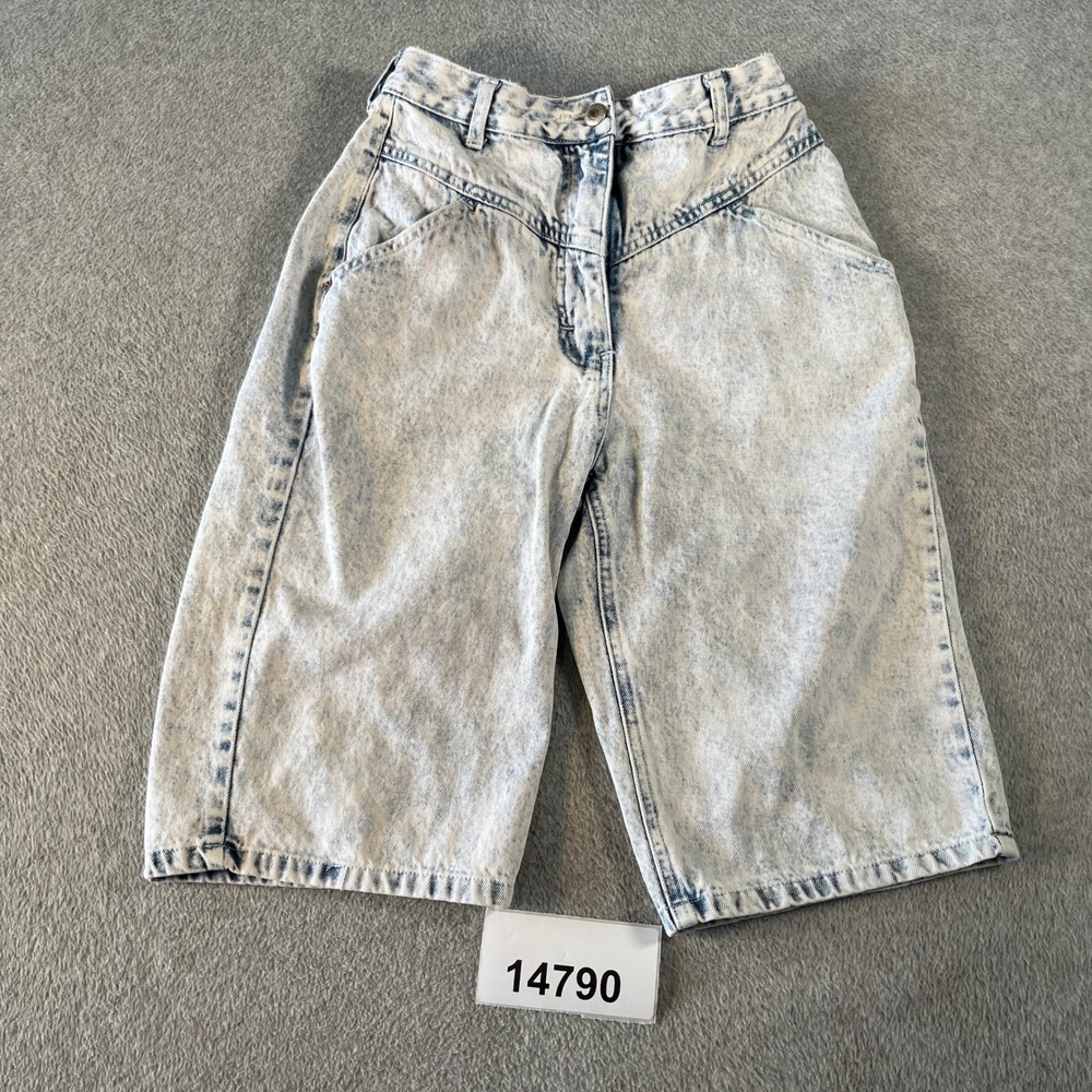 Vintage Unionbay Shorts Women 7 Blue Good Acid Wash High Waist Pleated Baggy